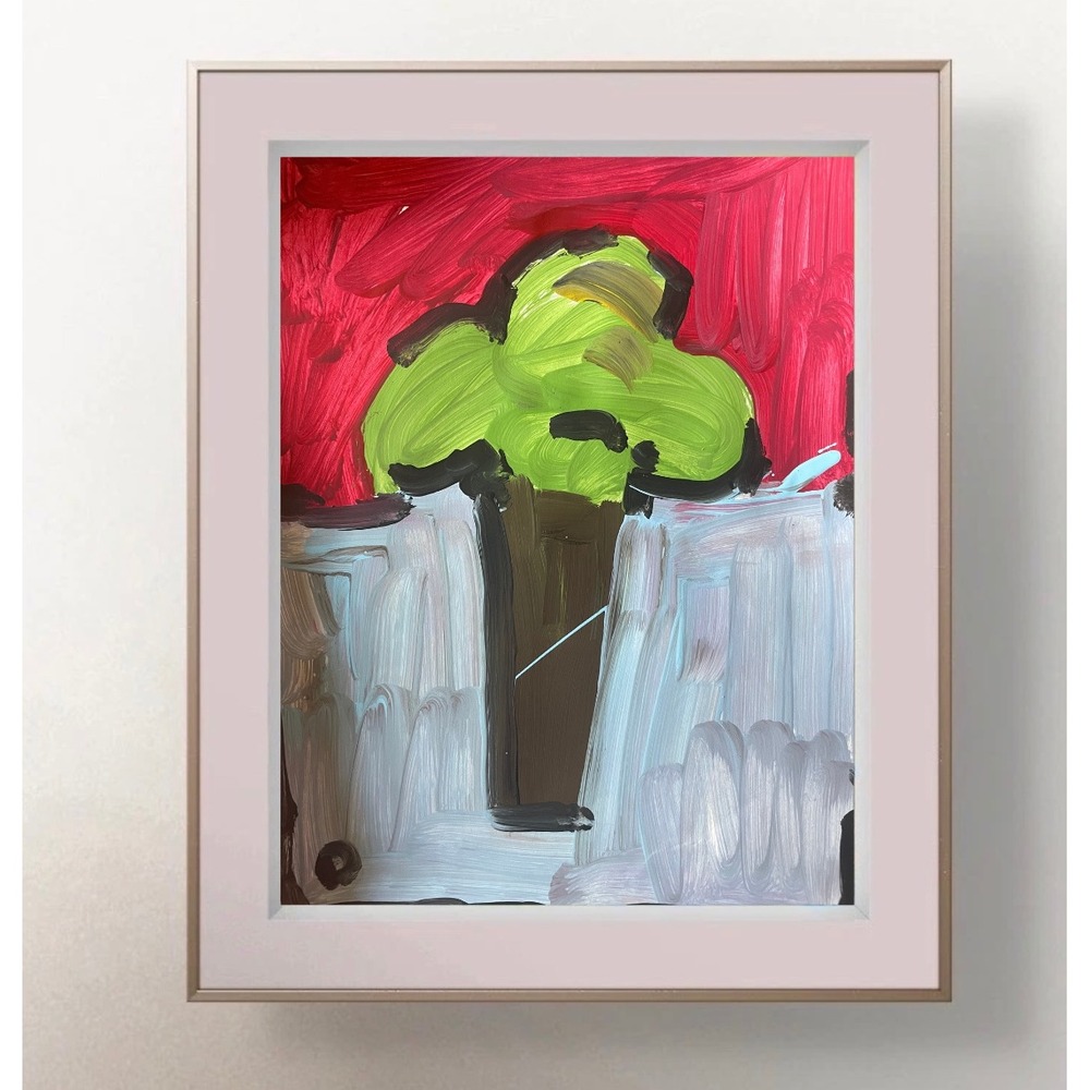 OMAN Original Tree Painting Abstract Expressionist Work on Paper 8.5x11 Art